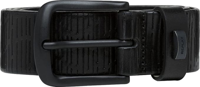 REPLAY Leren Riem Belt W100 Black Zwart