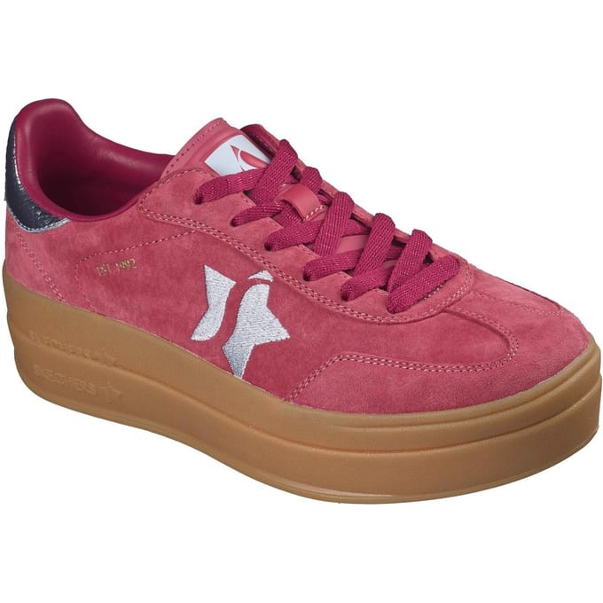 Skechers Academy Hi Elevated Essence Lederen Dames Rood/Blauwe Sneakers