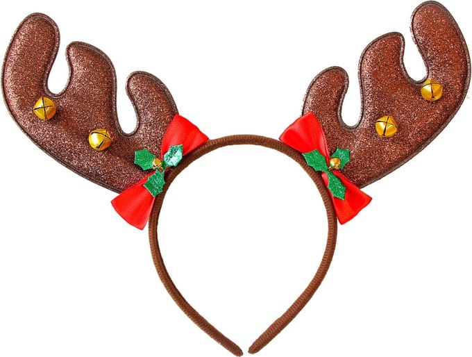 Widmann Kerst diadeem/haarband - rendier gewei met strikjes - donkerbruin