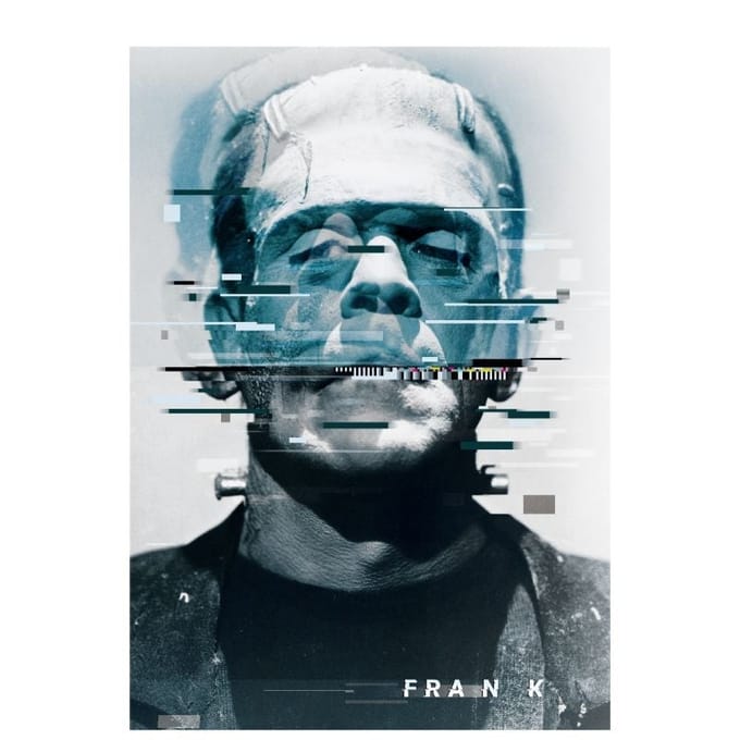 Universal Monsters Frankenstein Glitch T-shirt - Wit - S