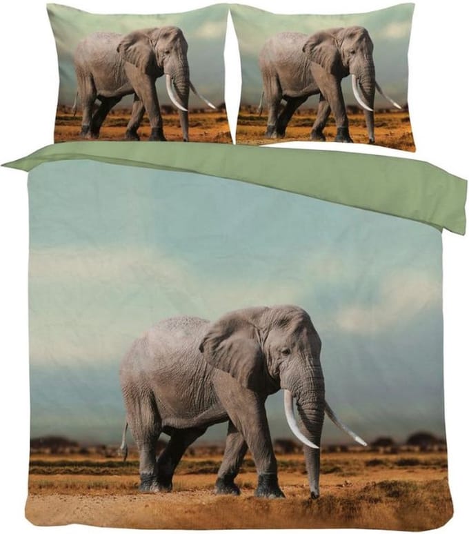 Husch Dekbedovertrek Elephant - 200x200/220 - Olifant - Multi