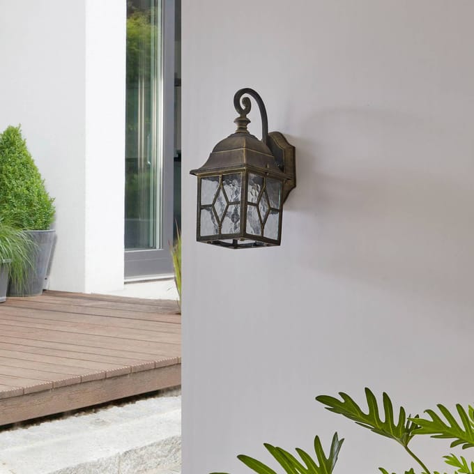 Lindby - wandlamp - 1licht - Metaal, glas - H: 31.8 cm - E27 - Geborsteld messing