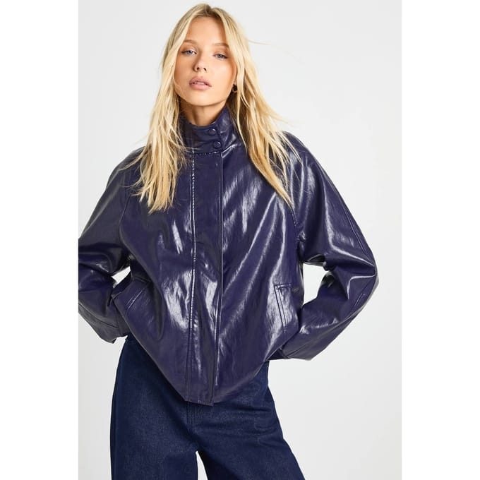 boohoo Dames Nepleer Bomberjack | Navy | Maat: 8