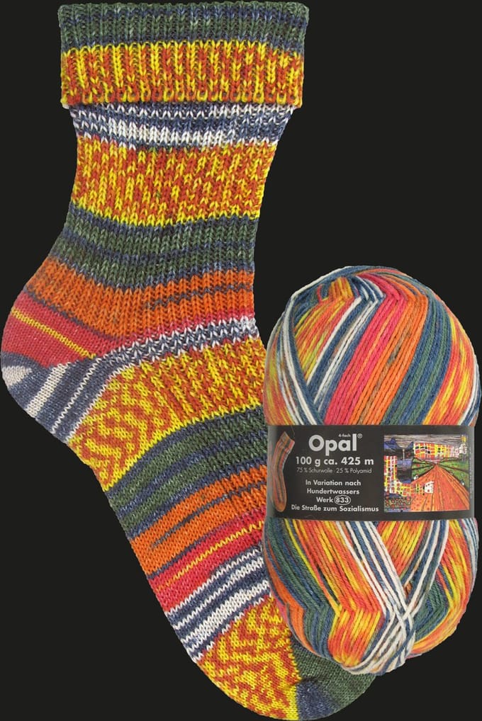 Opal Sokkenwol Hundertwasser 100 gram 1430 Die Straße zum sozialismus