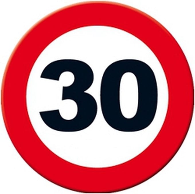 30 jaar Leeftijd feestartikelen - Decoratie wand/muur stopbord - verjaardag - Dia 49 cm