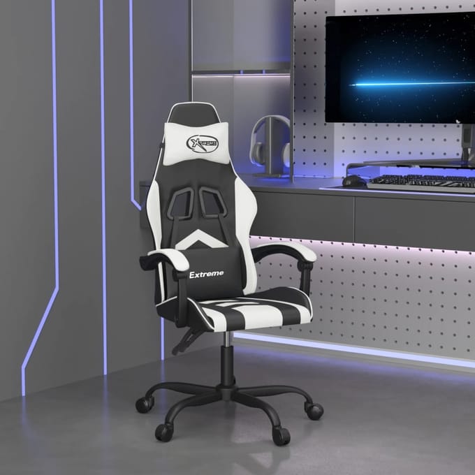vidaXL - Gamestoel - kunstleer - zwart - en - wit