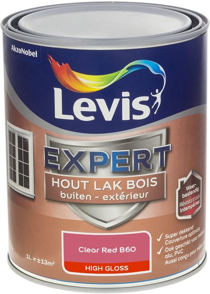 Levis - Expert Hout Lak Buiten High Gloss Mix - Clear Red B60 - Mengverf - 1 L