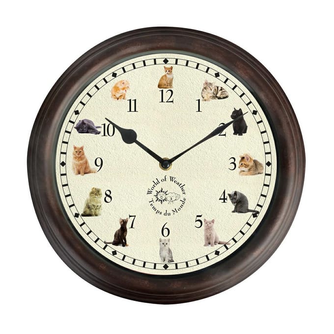 Esschert Design Klok met kattengeluiden