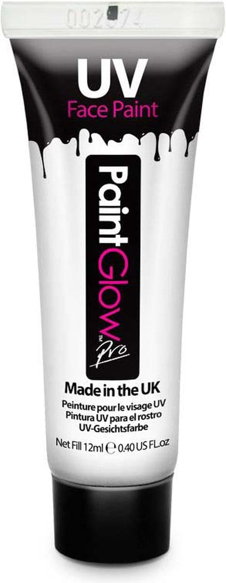 PaintGlow - UV Face & Body paint - Blacklight verf - Festival make up - 12 ml - wit