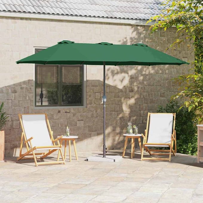 vidaXL - Tuinparasol - 370 - x - 197 - x - 239 - cm - Polyester - en - Aluminium - Groen
