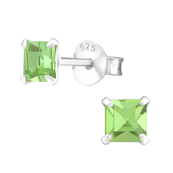 Amanto Oorbellen Flynn Green - 925 Zilver E-Coating - Vierkant - ∅4mm