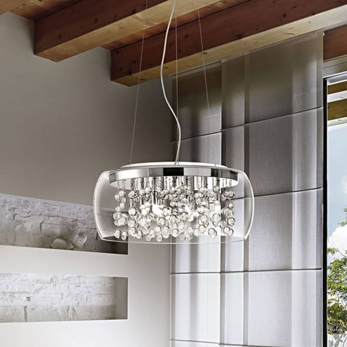 IDEAL LUX Hanglamp Audi van transparante glas, Ø 50 cm