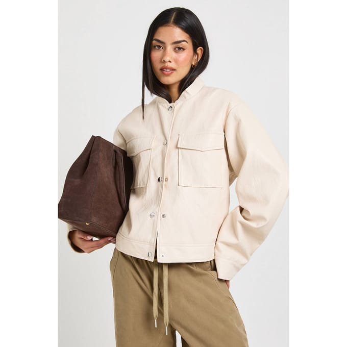 boohoo Dames Kunstleren Knoopjas | Steen | Maat: 36