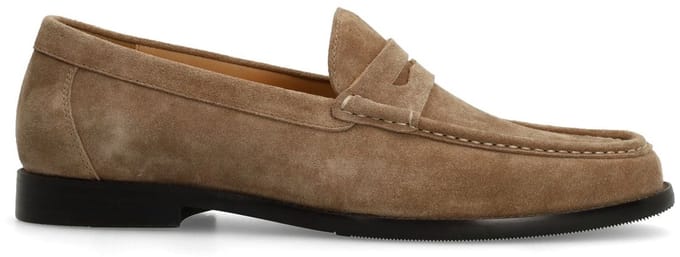 Manfield - Heren - Taupe suède loafers - Maat 41