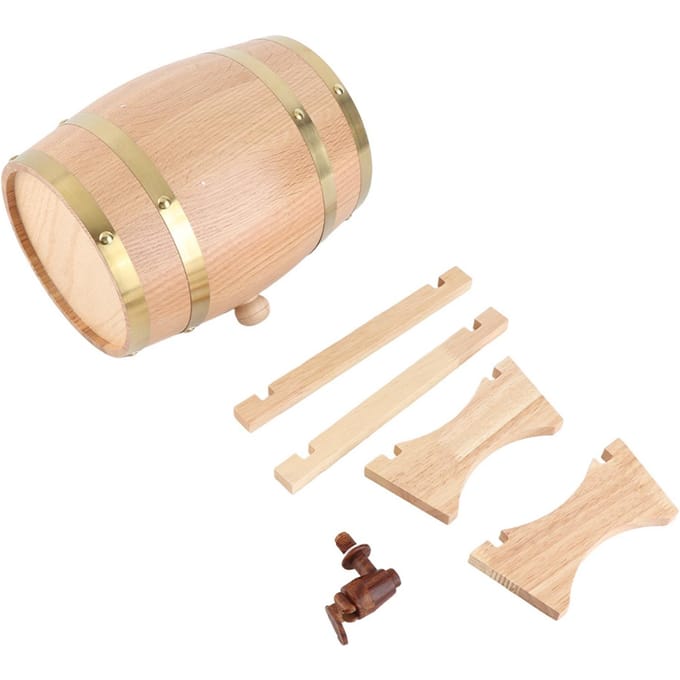 3L Vintage Hout Eiken Hout Wijnvat Dispenser voor Whisky Bourbon Tequila wit