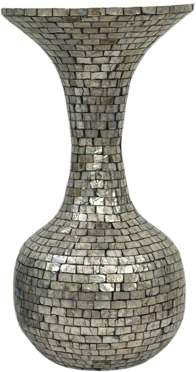 PTMD Cherryl Champagne Flared Capiz Paper Powder Vase S