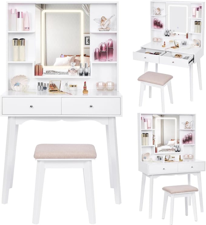 Make-uptafel met Verlichting en Spiegel - Elegant en Functioneel voor Makeup en Schoonheid