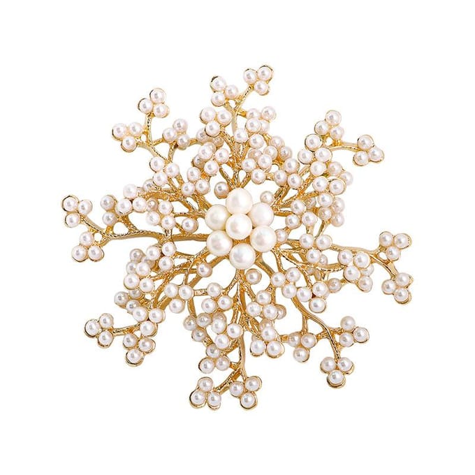 Vêtements pour femmes haut de gamme exquis, bijoux en fleurs, accessoires, sacs, broches en perles et flocons de neige white