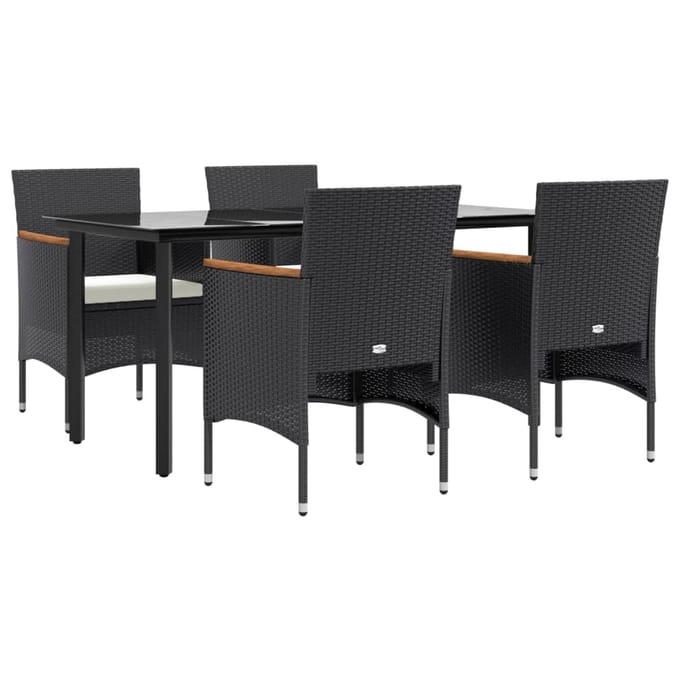 vidaXL - 5-delige - Tuinset - met - kussens - zwart