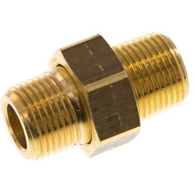 R 3/8'' Messing Borstnippel 3-delig met Conische afdichting 16 Bar [2 Stuks]