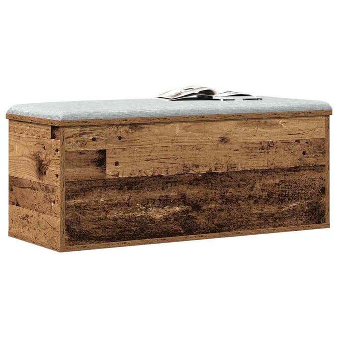 vidaXL - Opslagdoos - Oud - Hout - 90 - x - 35 - x - 35 - cm - Bewerkt - hout