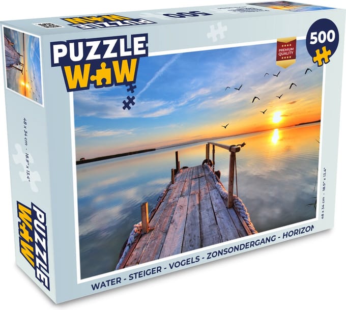 Puzzel Water - Steiger - Vogels - Zonsondergang - Horizon - Legpuzzel - Puzzel 500 stukjes