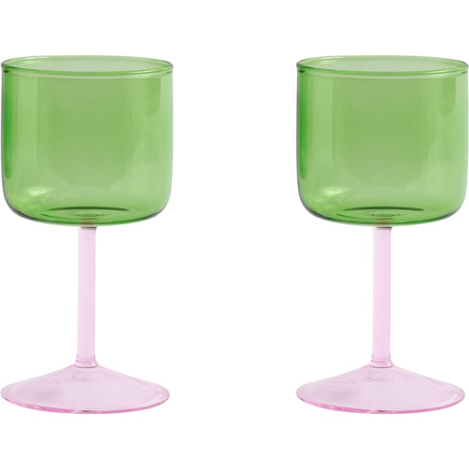 HAY - Tint Wijnglas set van 2 - green pink - groen