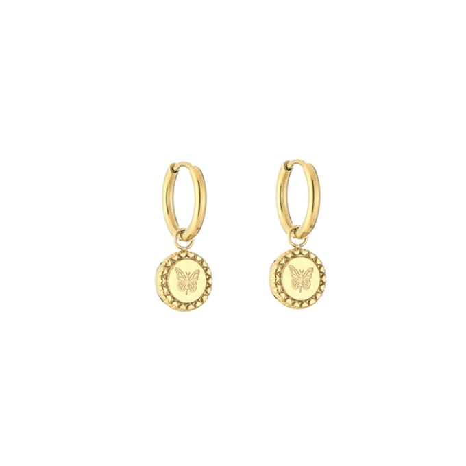 Bijoutheek Oorhanger Disc Vlinder Goud