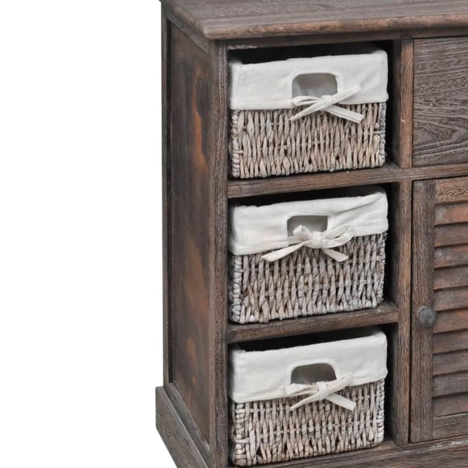 vidaXL - Kast - met - links - 3 - weefmanden - hout - bruin