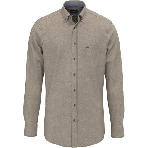 Fynch-Hatton Overhemd Herringbone Flanel Button-Down Dark Chocolate / male