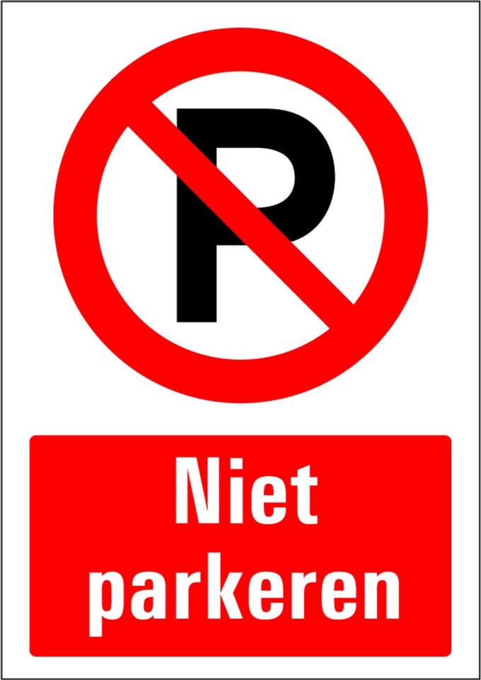 Niet parkeren bord met tekst, kunststof 148 x 210 mm
