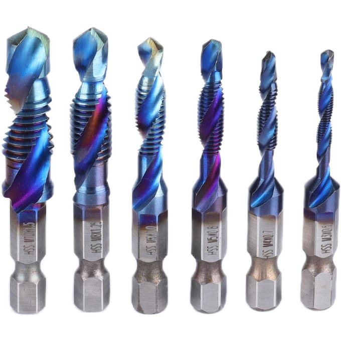 6 stuks Spiraalboor Set Blauw Gecoat Zeskant Schacht Boor- en Tapset voor Boren Snijden