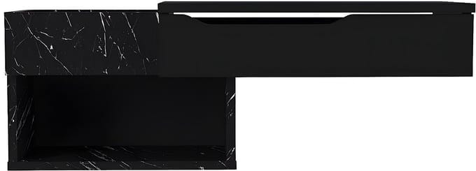 Vente-unique Wandconsole met 1 lade en 2 planken - Zwart marmereffect - DAREKA