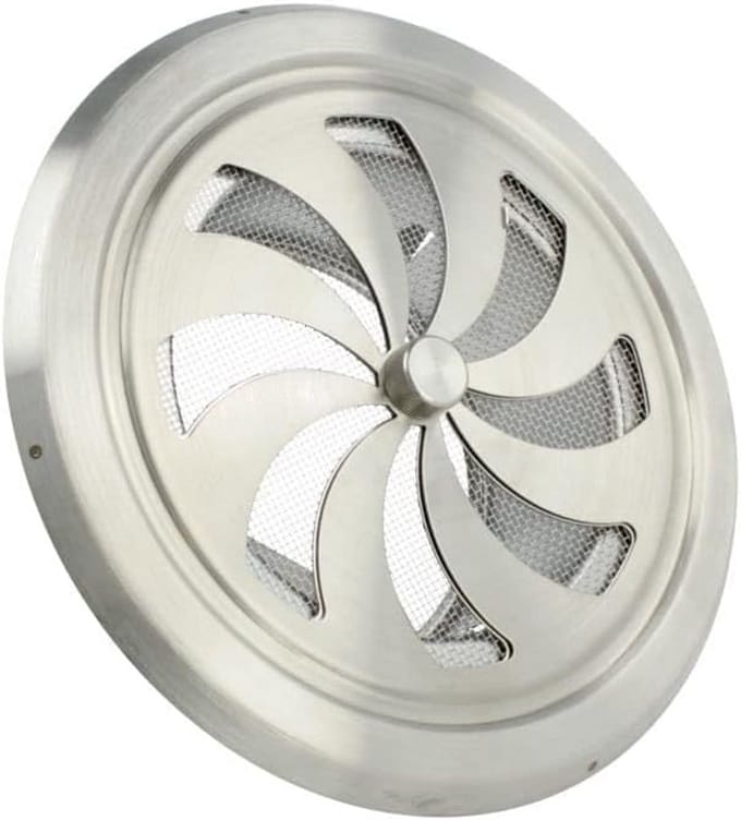 Ronde RVS Ventilatie Rooster met Insectengaas en Regelbare Luchtstroom (Diverse Maten)