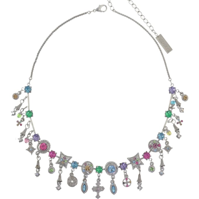 Behave – Bedelketting – Zilverkleur – Multicolor kristallen – bohemian