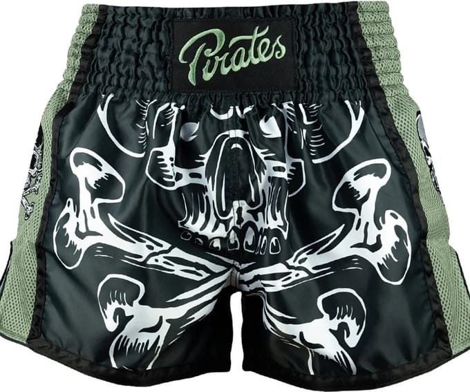 PRIDE or DiE Pirate V.2 Muay Thai Shorts Zwart Groen - S