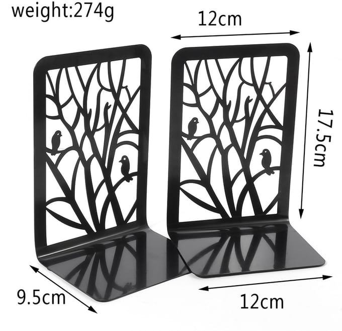 Antislip metalen boekensteunen, 2-pack