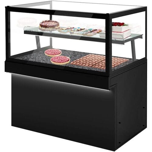 GGM Gastro Kuchentheke TORONTO - 1500mm - schwarze Front - mit 2 Ablagen