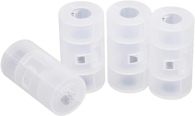 Set van 4 AA naar C Batterij Adapters Omvormers met Opbergdoos