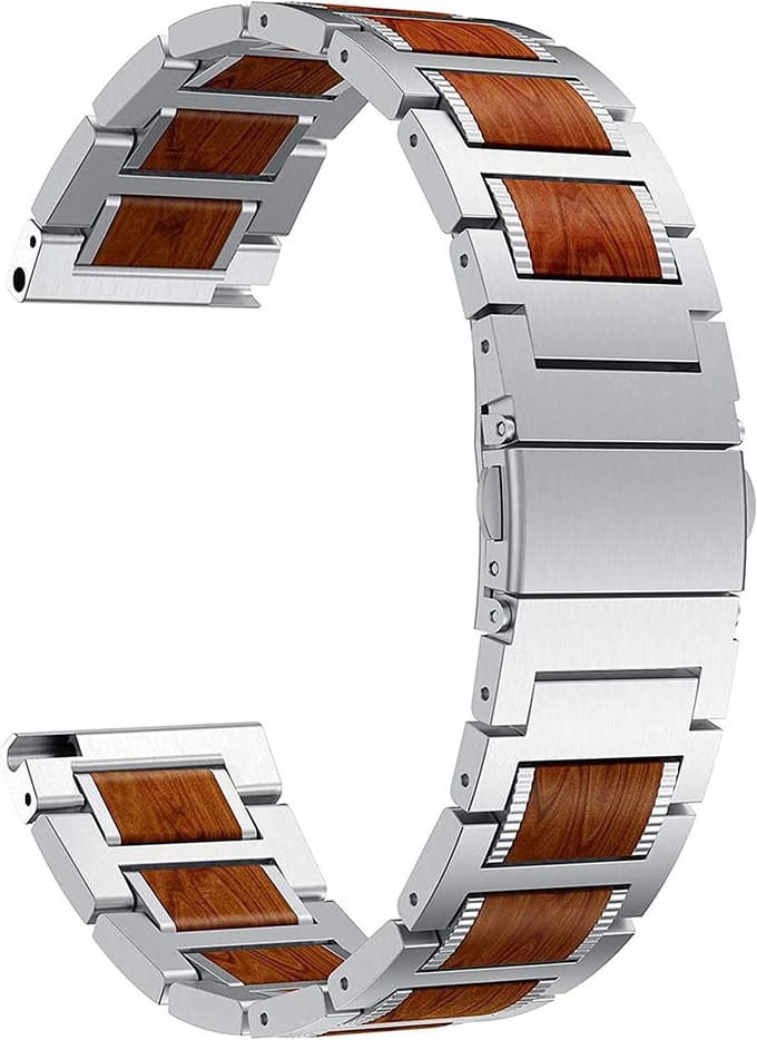 Huawei Watch GT 5 - 46mm houten/stalen band (zilver)