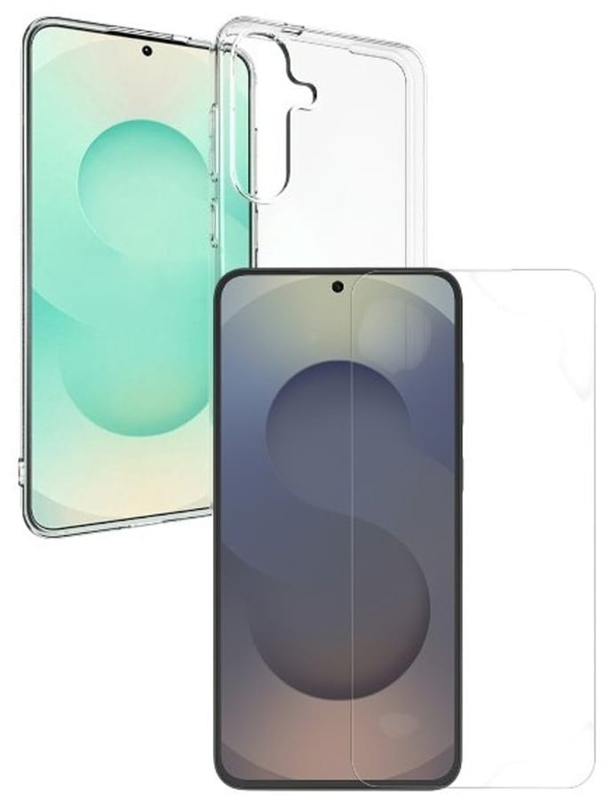 Back cover Silicone hoesje transparant met Screenprotector Glas 2x Geschikt voor: Samsung Galaxy S25 FE