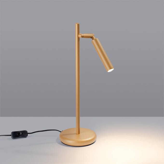 Tafellamp PASTELO met verstelbare buiskap - Sollux Lighting - IP20 - Goud staal behuizing - 14 x 20 x 43 cm - 1 x G9 LED, exclusief lichtbron - Max. 8 W - Moderne tafellamp voor gang, hal en woonkamer