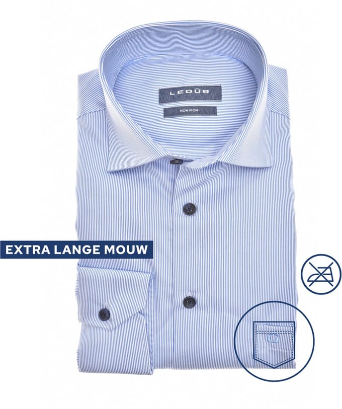 Ledûb modern fit streep blauw ML7