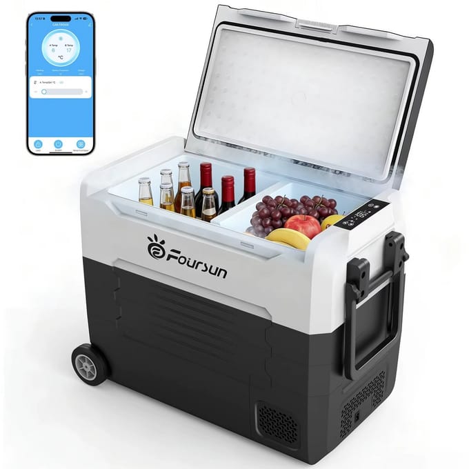 JOYNEXTBUY Draagbare Compressor Koelbox 35L – Koelkast & Vriezer – Bluetooth App Bediening – ECO Modus – Voor Kamperen, Auto & Reizen