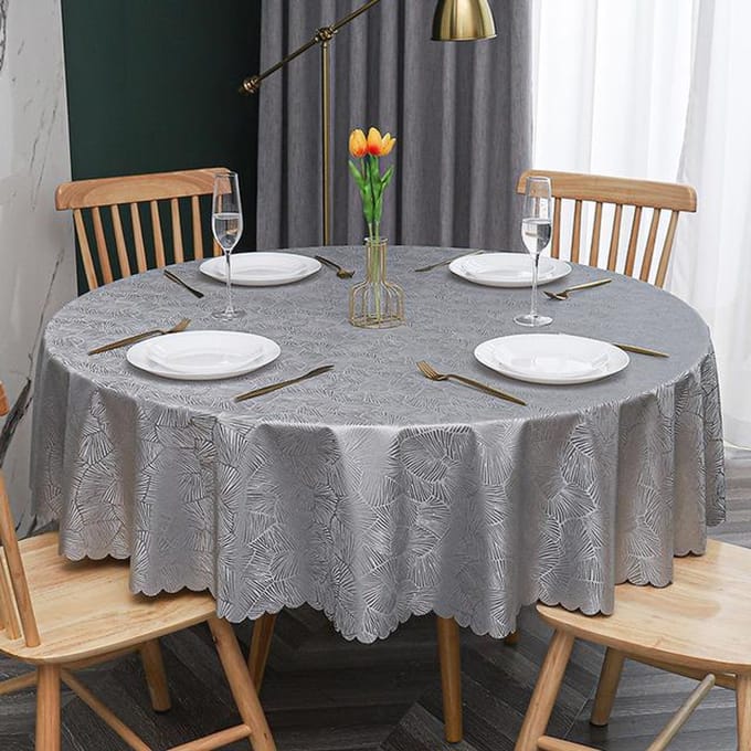 Nappe ronde en PVC imperméable et antisalissure pour table à manger d'extérieur 140cm