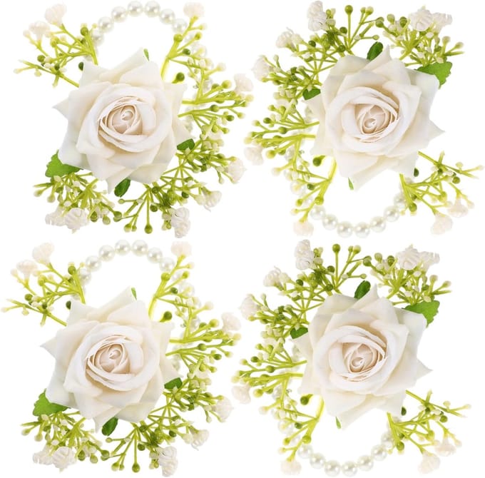Polsbandjes Bruid - Pols Corsage - Bruiloft Accessoires - Verstelbaar Lint - 10 x 9 x 9 cm