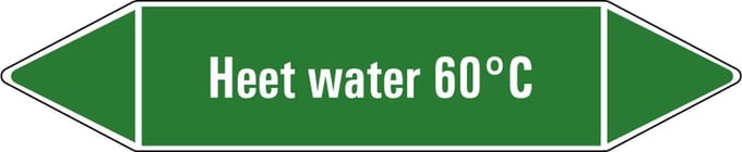 Heet water 60°C leidingmarkering op vel 126 x 26 mm - 5 per vel
