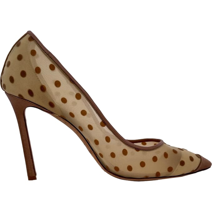 Jimmy Choo pumps met stippen in beige mesh