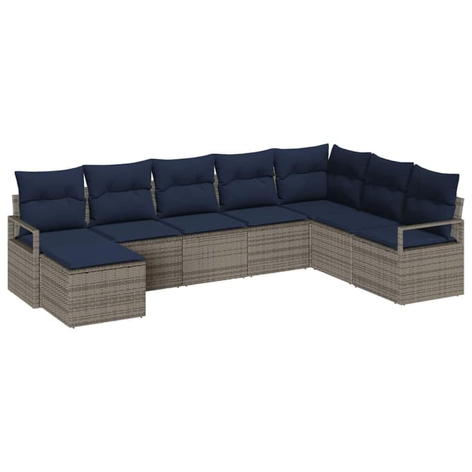 vidaXL Bankstel 8 st Grijs poly rattan