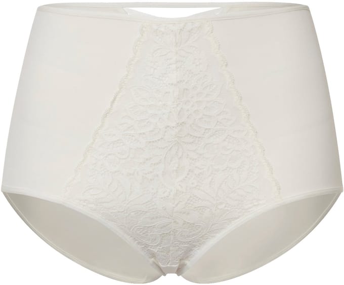 Ulla Popken - Dames - Maxislip kanten inzetstuk hoge taille - Crèmewit - Maat 46+